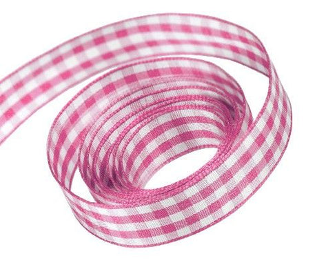 Hot Pink - Party Plaid Ribbon - 3/8" x 25 Yards