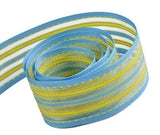 Light Blue / Yellow - Party Stripes (Wired Edge) Ribbon - 1-1/2" x 50 Yards