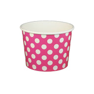Polka Dot Pink - Ice Cream Cup - (12 oz) 4" Dia x 3" H