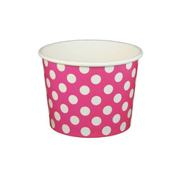 Polka Dot Pink - Ice Cream Cup - (12 oz) 4" Dia x 3" H