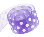Delphinium / White Dots - Chiffon Pop Dots Ribbon - 1-1/2" x 50 Yards