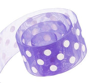 Delphinium / White Dots - Chiffon Pop Dots Ribbon - 1-1/2" x 50 Yards
