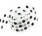 White / Black Dots - Chiffon Pop Dots Ribbon - 1-1/2" x 50 Yards