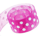 Azalea / White Dots - Chiffon Pop Dots Ribbon - 1-1/2" x 50 Yards