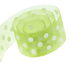 Spring Green / White Dots - Chiffon Pop Dots Ribbon - 1-1/2" x 50 Yards