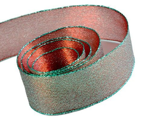 Green / Red - Precious Frost Ribbon - 1-1/2" x 50 Yards