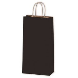 Matte Kraft Black - Wine Bag - Paper - 6-1/2 x 3-1/2 x 13" (Double Bottle)