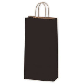 Matte Kraft Black - Wine Bag - Paper - 6-1/2 x 3-1/2 x 13" (Double Bottle)