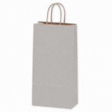 Matte Kraft Metallic Silver - Wine Bag - Paper - 6-1/2 x 3-1/2 x 13" (Double Bottle)