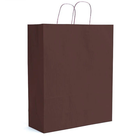 Matte Kraft Chocolate - Matte Shopping Bags - 16 x 6 x 19-1/4"