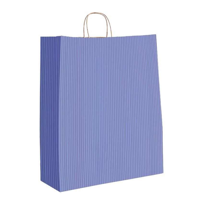 Pastel Blue Varnish Stripe - Matte Shopping Bags - 16 x 6 x 19-1/4"