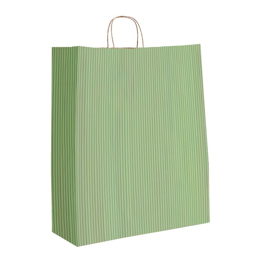 Sage Varnish Stripe - Matte Shopping Bags - 16 x 6 x 19-1/4"