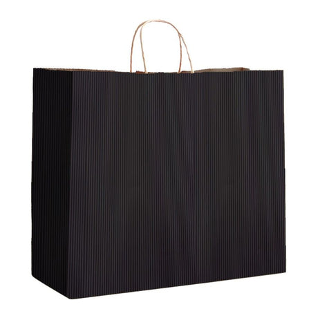 Black Varnish Stripe - Matte Shopping Bags - 16 x 6 x 12-3/8"