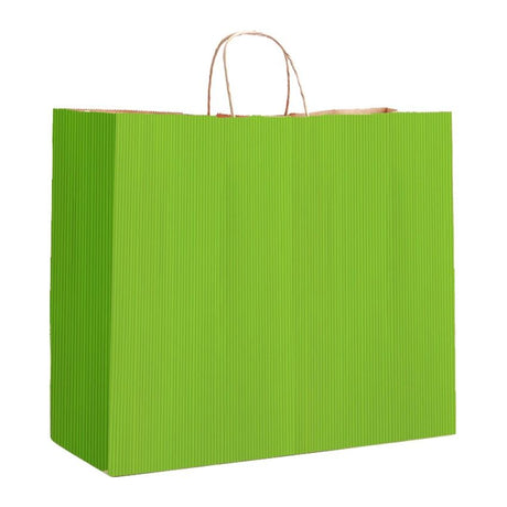 Bright Green Varnish Stripe - Matte Shopping Bags - 16 x 6 x 12-3/8"