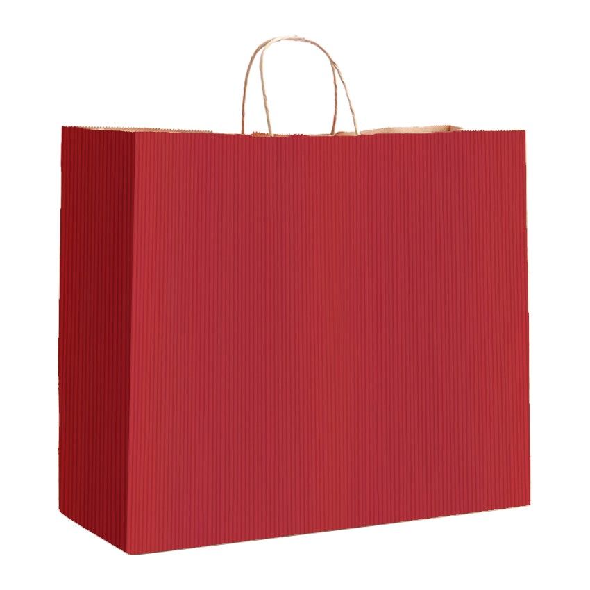 Bright Red Varnish Stripe - Matte Shopping Bags - 16 x 6 x 12-3/8"