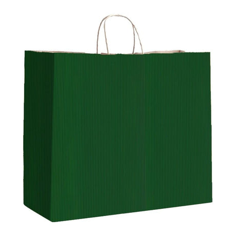 Forest Green Varnish Stripe - Matte Shopping Bags - 16 x 6 x 12-3/8"