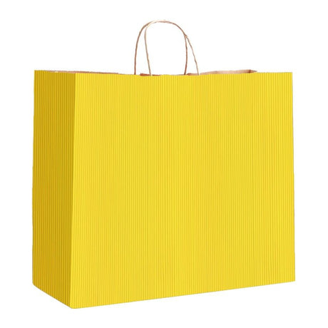 Yellow Varnish Stripe - Matte Shopping Bags - 16 x 6 x 12-3/8"