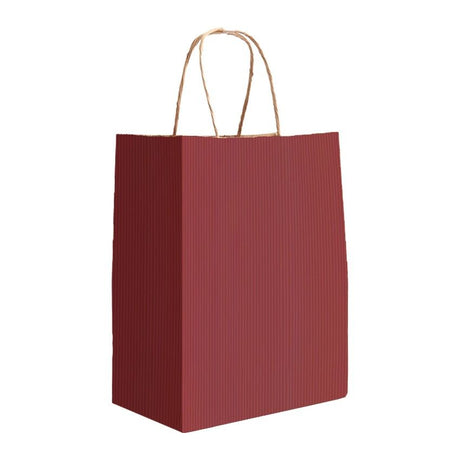 Brick Red Varnish Stripe - Matte Shopping Bags - 8 x 4-3/4 x 10-3/8"