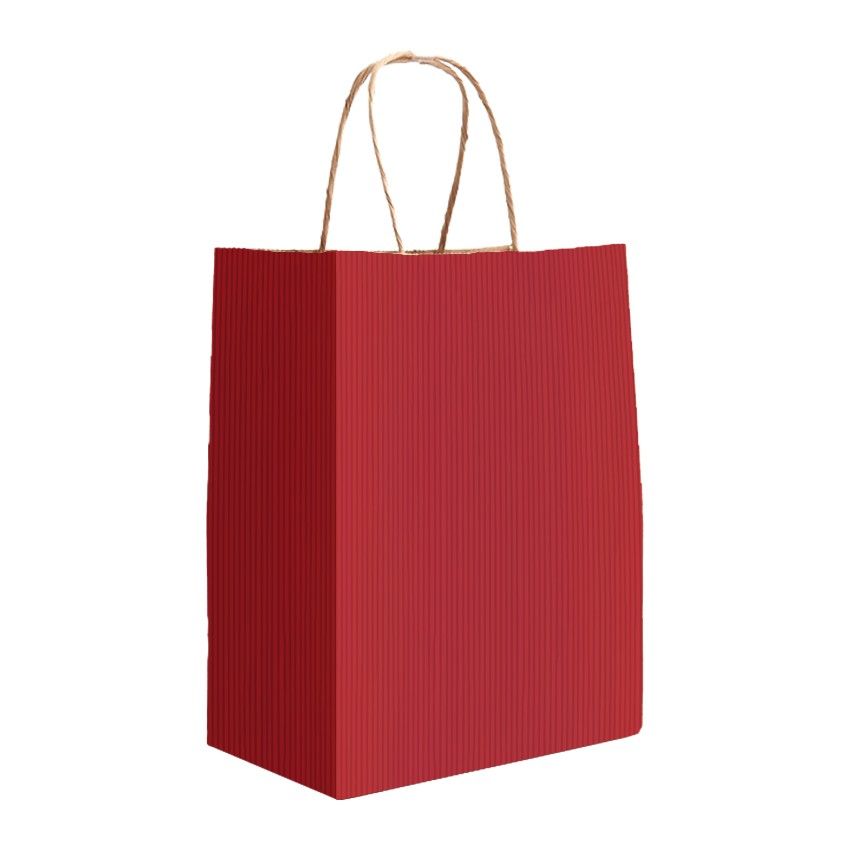 Bright Red Varnish Stripe - Matte Shopping Bags - 8 x 4-3/4 x 10-3/8"