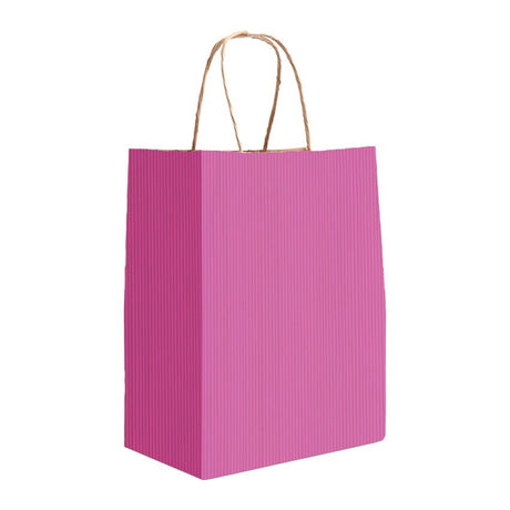 Cerise Varnish Stripe - Matte Shopping Bags - 8 x 4-3/4 x 10-3/8"
