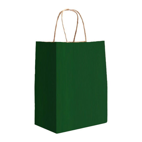 Forest Green Varnish Stripe - Matte Shopping Bags - 8 x 4-3/4 x 10-3/8"