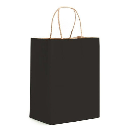 Matte Kraft Black - Matte Shopping Bags - 8 x 4-3/4 x 10-3/8"