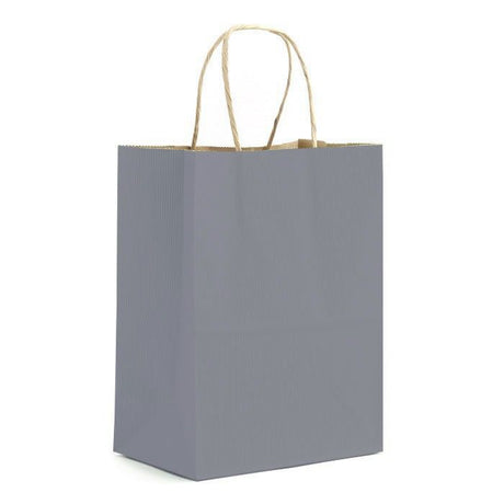 Matte Kraft Slate Gray - Matte Shopping Bags - 8 x 4-3/4 x 10-3/8"