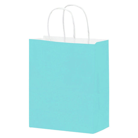 Matte Turquoise - Matte Shopping Bags - 8 x 4-3/4 x 10-3/8"