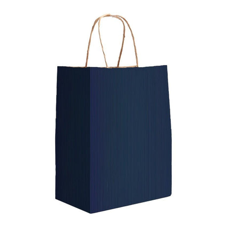 Navy Varnish Stripe - Matte Shopping Bags - 8 x 4-3/4 x 10-3/8"
