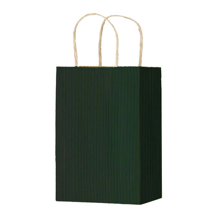 Matte Kraft Hunter Green - Matte Shopping Bags - 5-1/4 x 3-1/4 x 8-3/8"