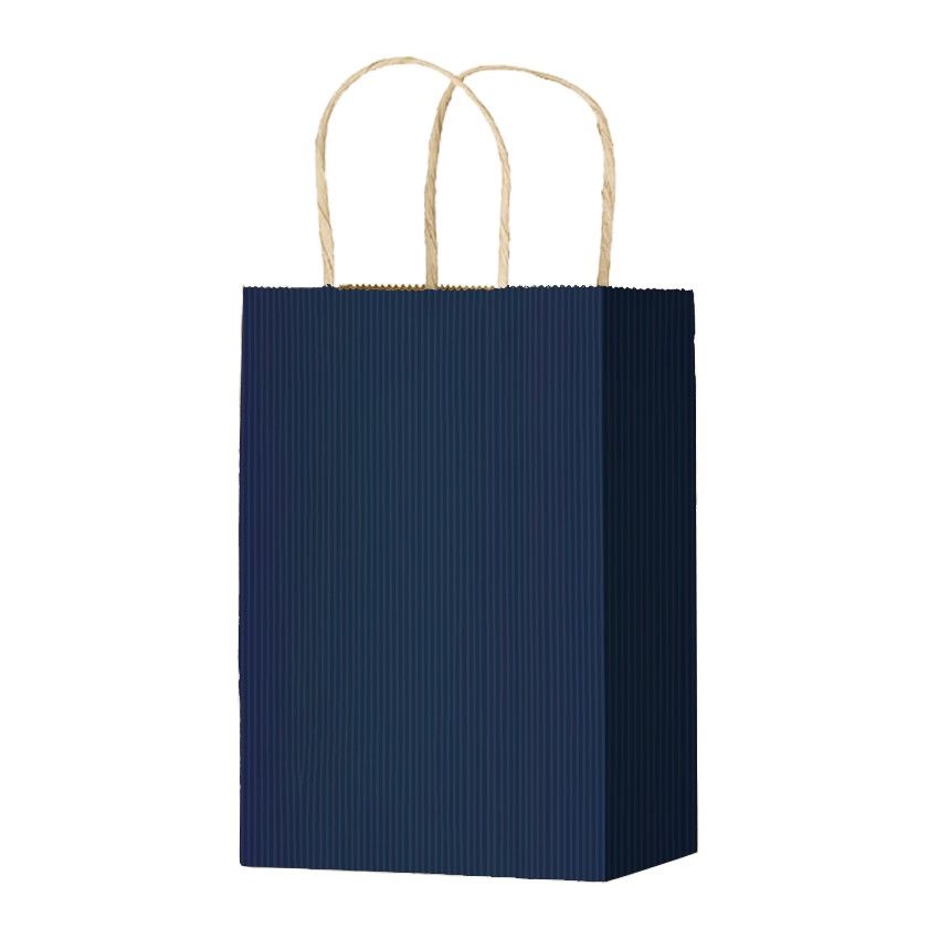 Navy Varnish Stripe - Matte Shopping Bags - 5-1/4 x 3-1/4 x 8-3/8"