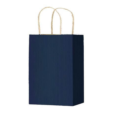 Navy Varnish Stripe - Matte Shopping Bags - 5-1/4 x 3-1/4 x 8-3/8"