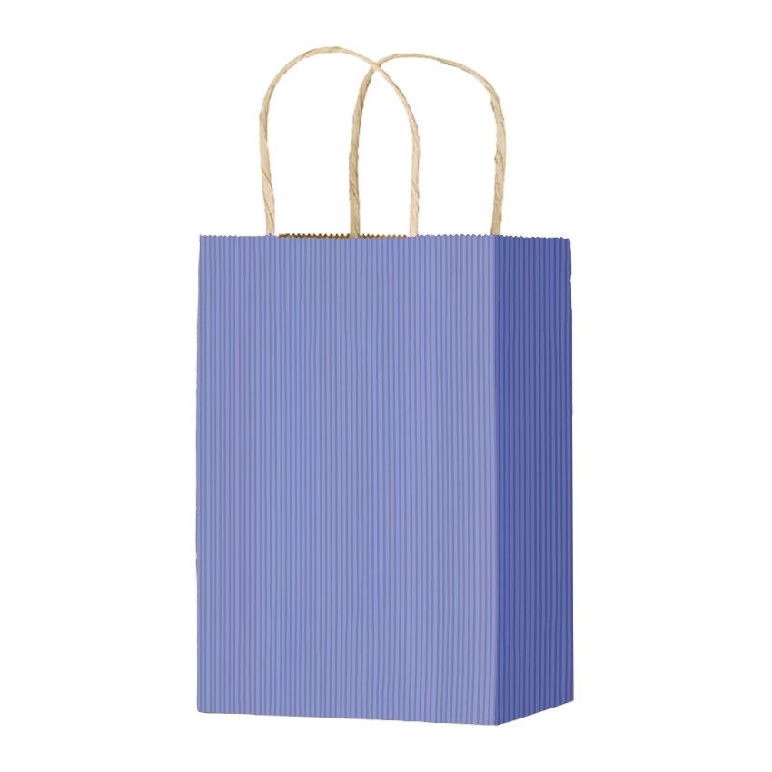 Pastel Blue Varnish Stripe - Matte Shopping Bags - 5-1/4 x 3-1/4 x 8-3/8"
