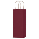 Matte Kraft Burgundy - Wine Bag - Paper - 6-1/2 x 3-1/2 x 13" (Double Bottle)