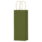 Matte Kraft Olive - Wine Bag - Paper - 5-1/4 x 3-1/2 x 13" (Single Bottle)