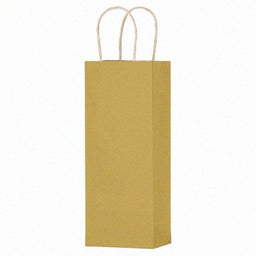 Matte Kraft Metallic Gold - Wine Bag - Paper - 5-1/4 x 3-1/2 x 13" (Single Bottle)