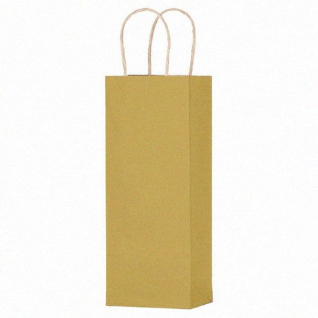 Matte Kraft Metallic Gold - Wine Bag - Paper - 5-1/4 x 3-1/2 x 13" (Single Bottle)