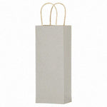 Matte Kraft Metallic Silver - Wine Bag - Paper - 5-1/4 x 3-1/2 x 13" (Single Bottle)