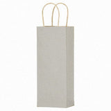 Matte Kraft Metallic Silver - Wine Bag - Paper - 5-1/4 x 3-1/2 x 13" (Single Bottle)