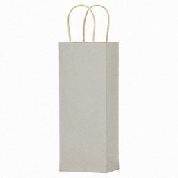 Matte Kraft Metallic Silver - Wine Bag - Paper - 5-1/4 x 3-1/2 x 13" (Single Bottle)
