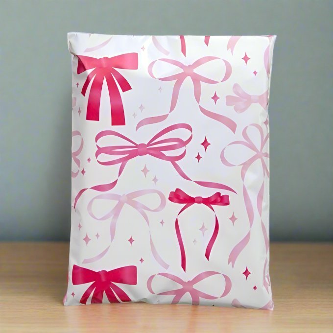 Pink Bow Poly Mailers Size 10x13 Shipping Bags