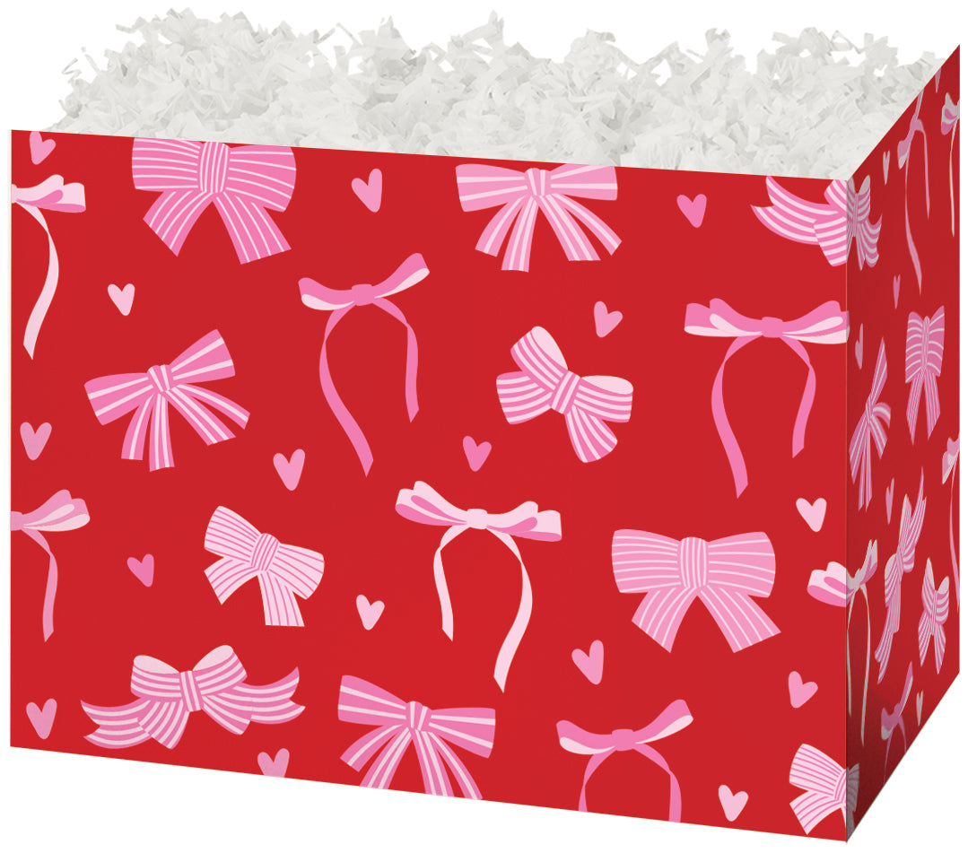 Pink Bows - Basket Box - 10-1/4 x 6 x 7-1/2"