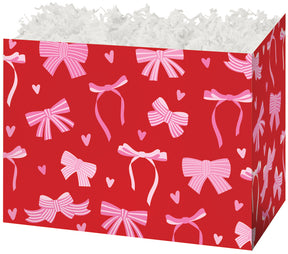 Pink Bows - Basket Box - 10-1/4 x 6 x 7-1/2"