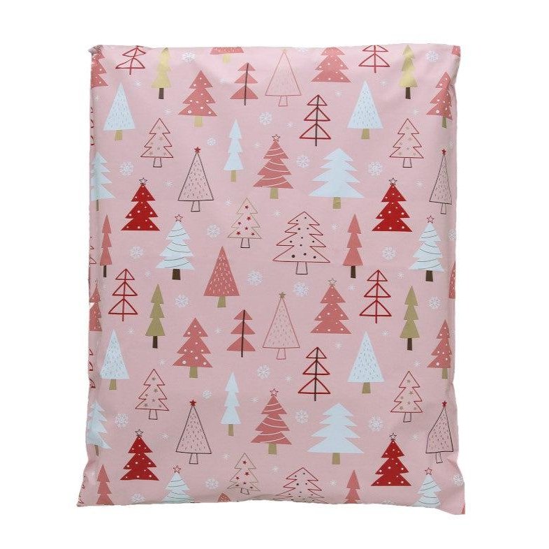 Pink Christmas Tree Poly Mailers Size 14x17 Shipping Bags