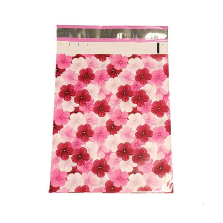Pink Hibiscus Flower Poly Mailers Size 10x13 Colorful Shipping Bags