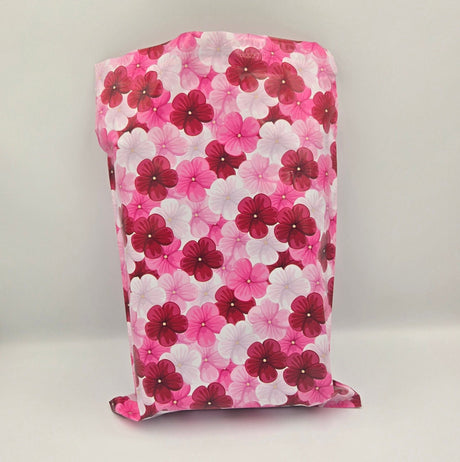 Pink Hibiscus Flower Poly Mailers Size 10x13 Colorful Shipping Bags