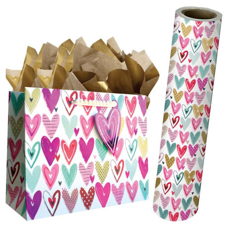 Pretty Hearts Gift Bags, Wrapping Paper, & Mailers