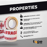 Fragile Handle with Care Carton Sealing Tape - CST2FW