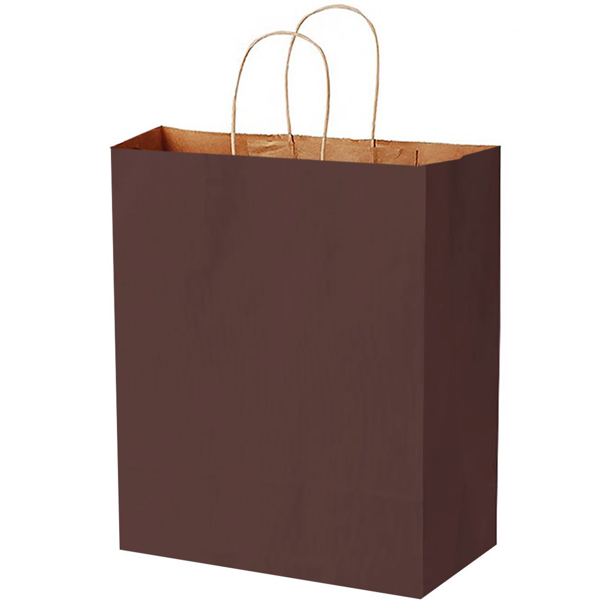 Matte Kraft Chocolate - Matte Shopping Bags - 10 x 5 x 13"