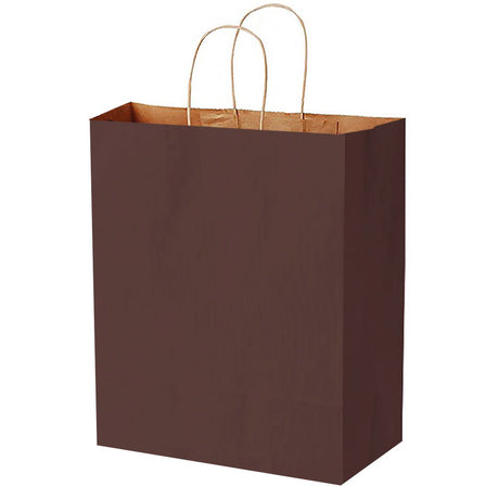 Matte Kraft Chocolate - Matte Shopping Bags - 10 x 5 x 13"